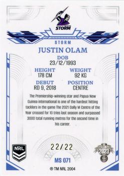 2023 NRL Traders Elite - Mojo Sapphire #MS071 Justin Olam Back